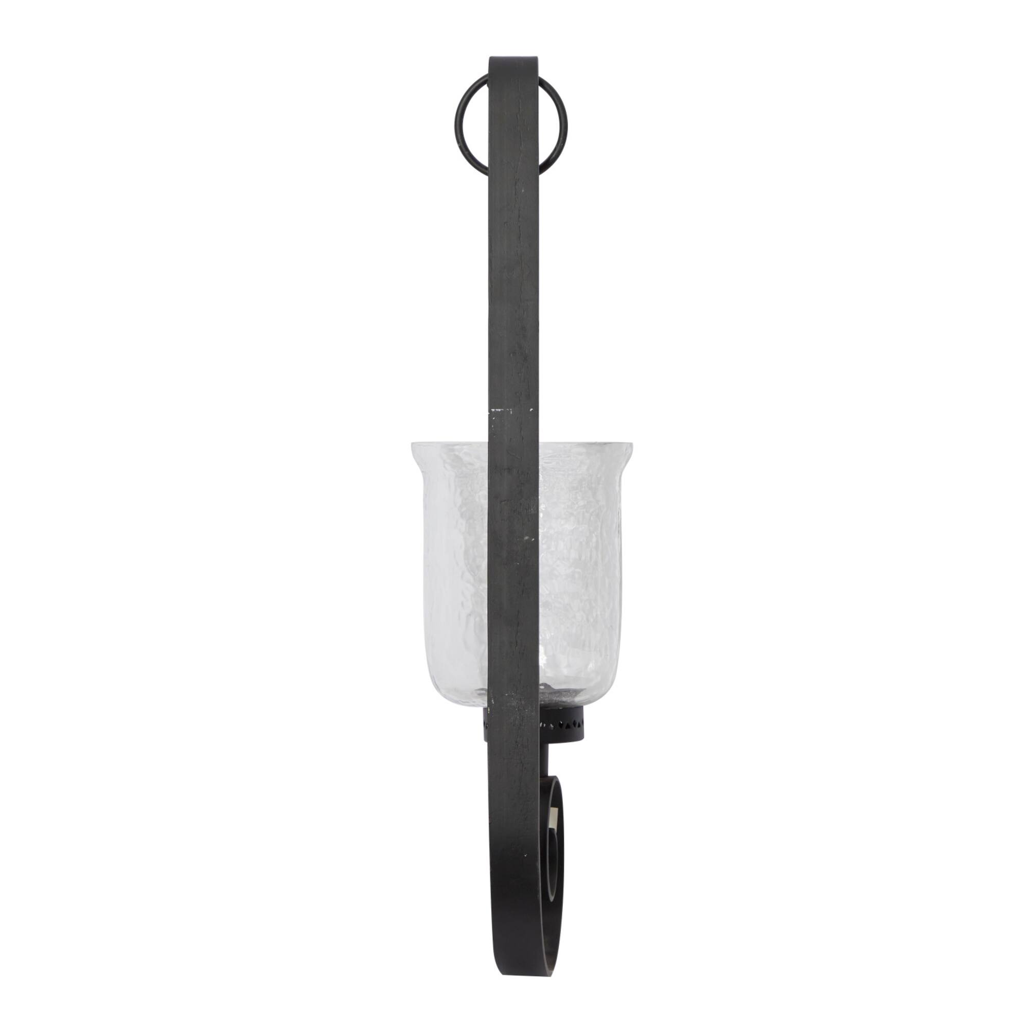 Black Iron Traditional Candle Wall Sconce, 31" x 9" x 7"